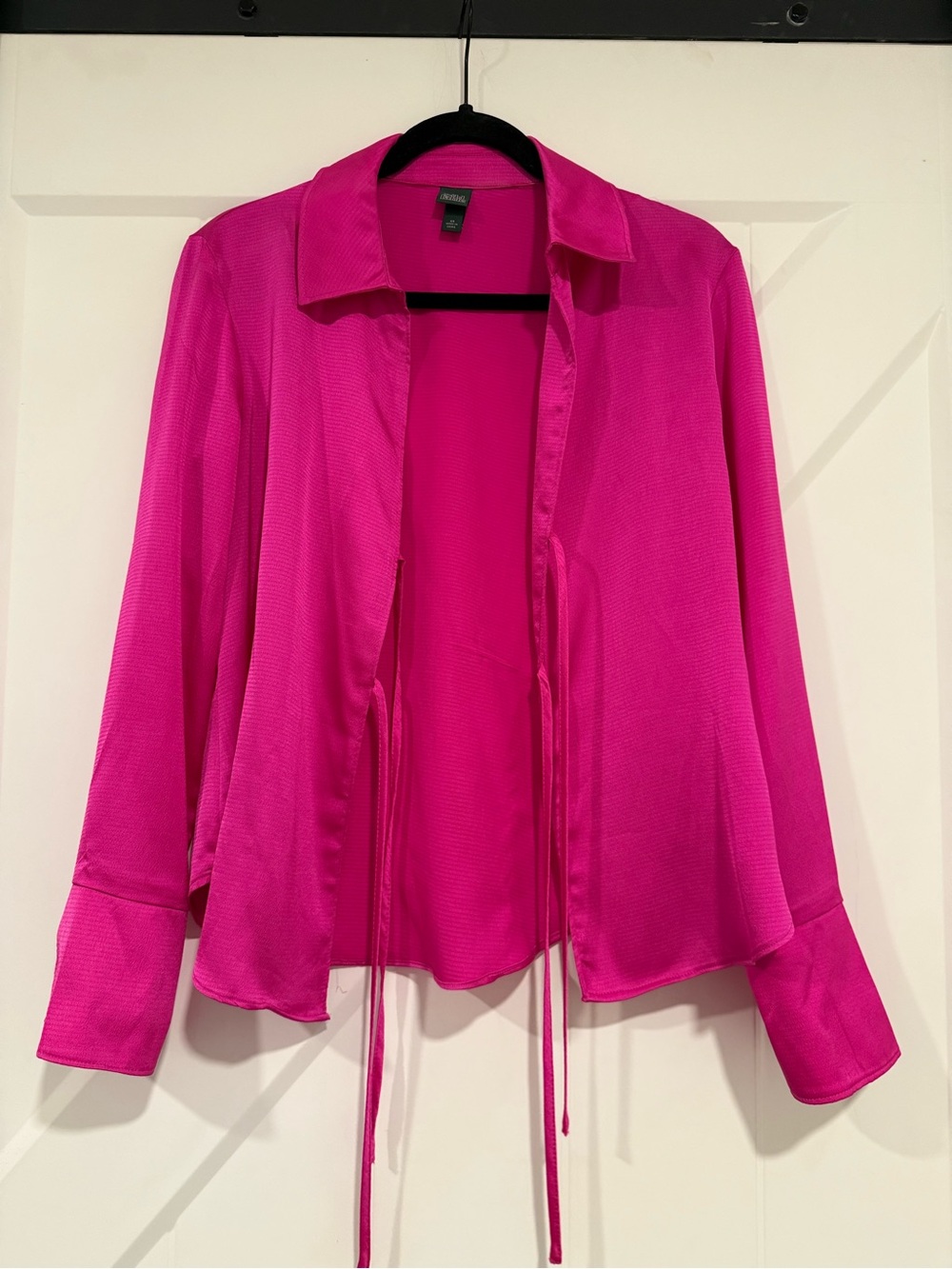 Wild Fable Pink Silk Tie-Front Top